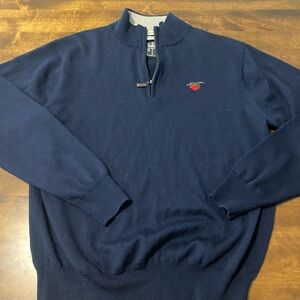 Peter Millar Navy Blue Merino Wool Cherry Hills Golf Club 1/4 Zip Pullover Small